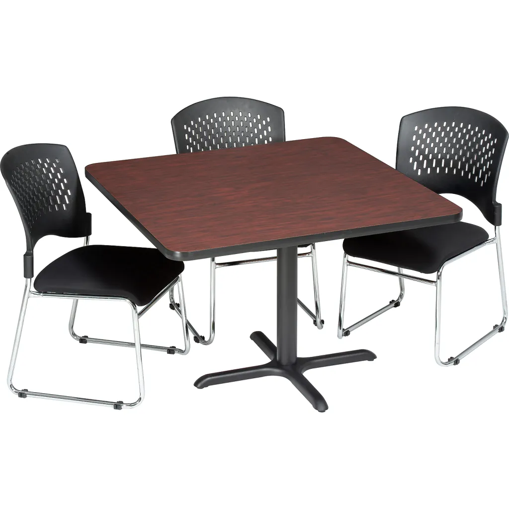 Table with four black chairs