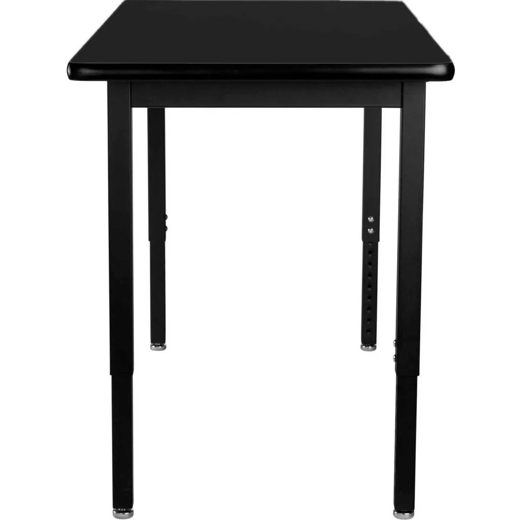 Black table with four legs from close-up view