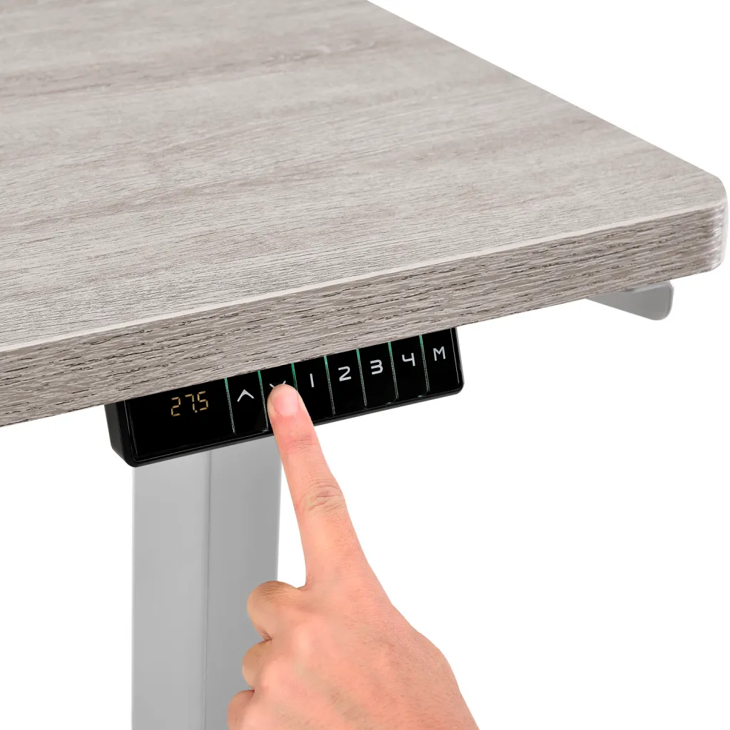 Close-up of standing desk control panel