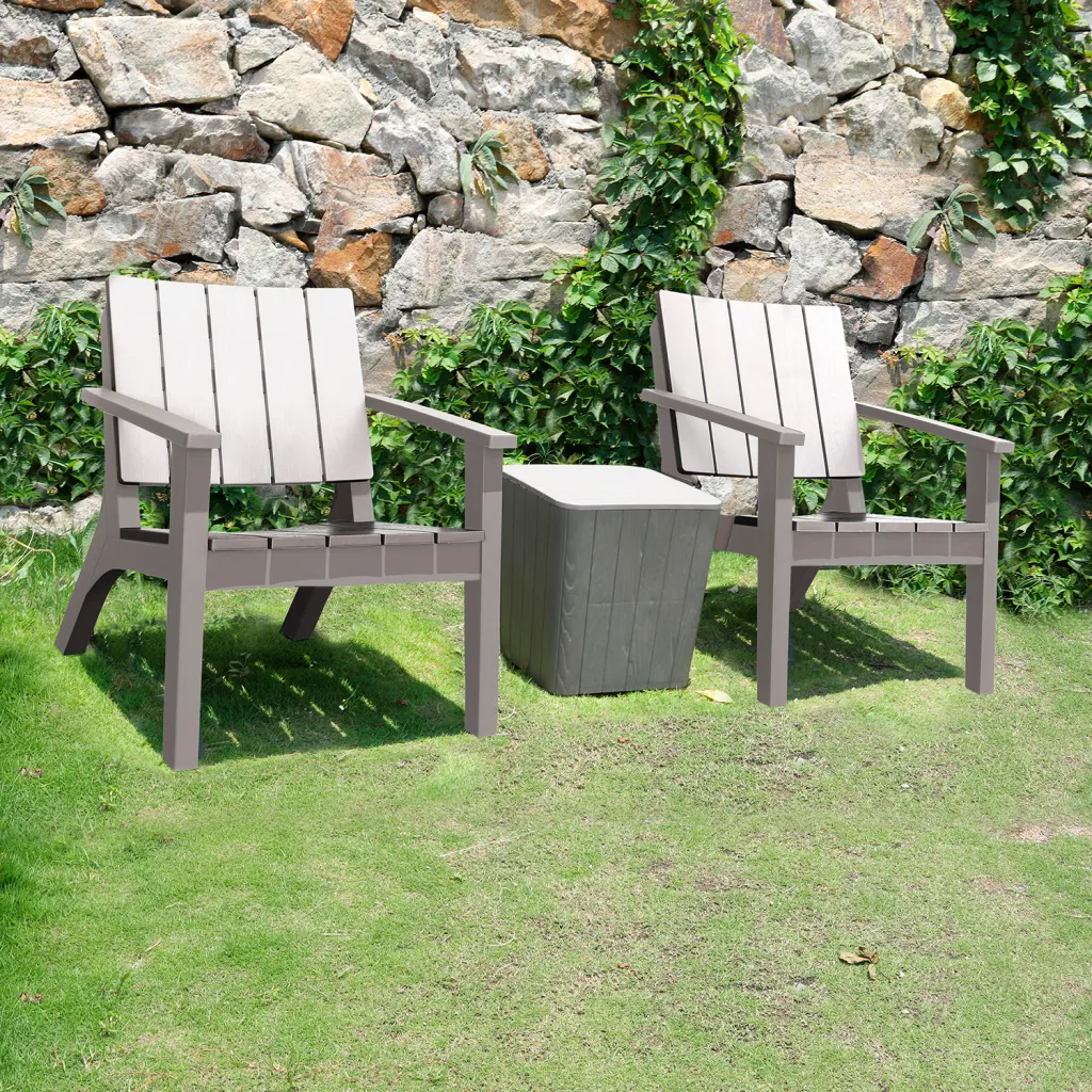 Outdoor furniture set in a garden