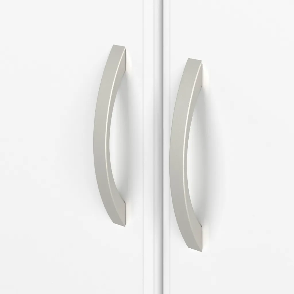 Close-up of white storage unit handles