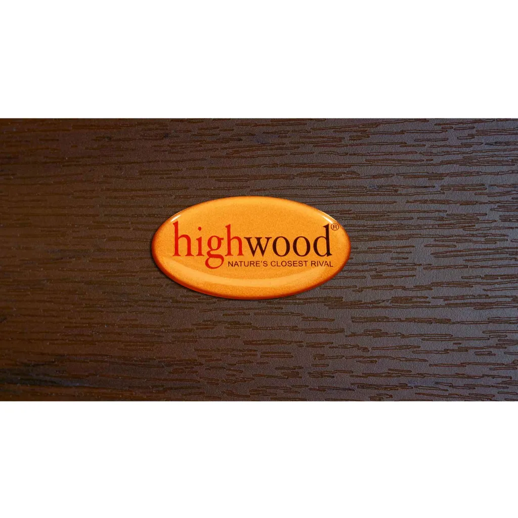 Highwood logo on brown wooden surface