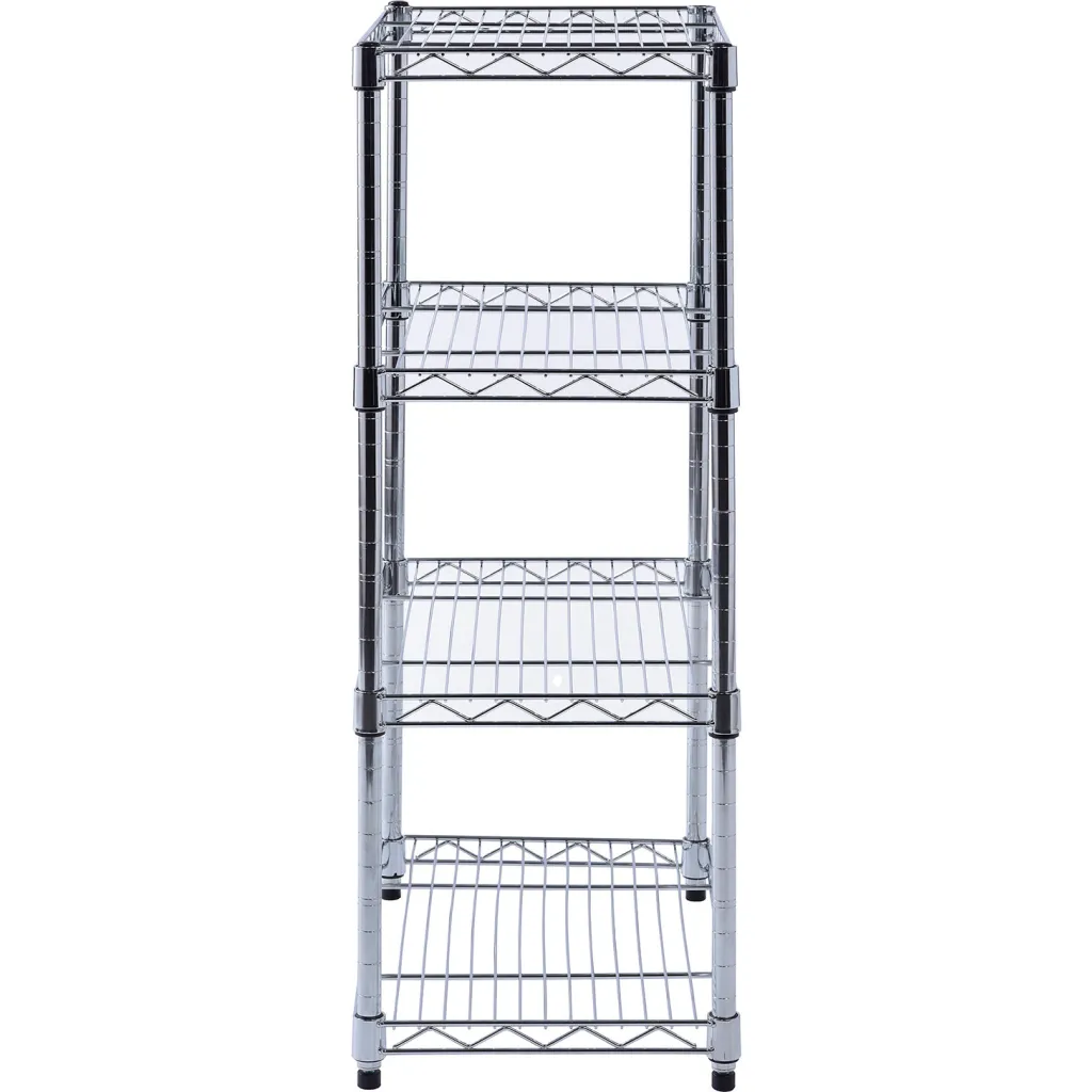 Metal shelving unit with five shelves