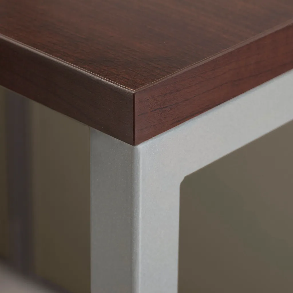 Close-up of office cubicle desk corner