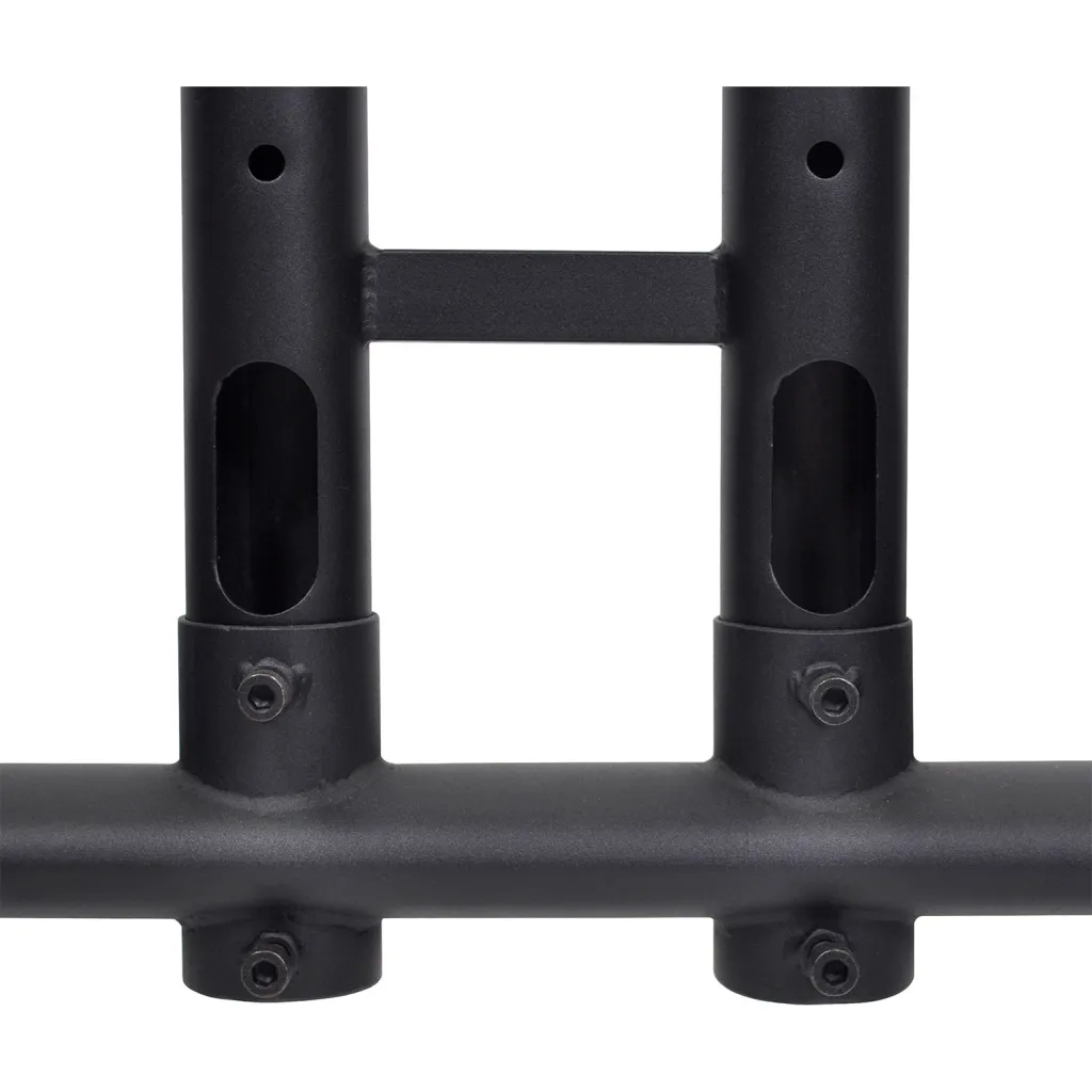 Close-up of the TV stand's mounting bracket