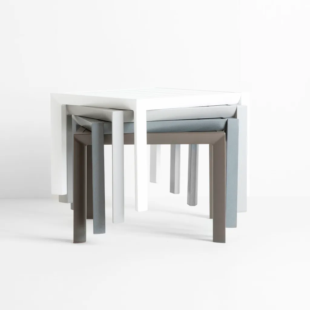 Stacked tables in different colors