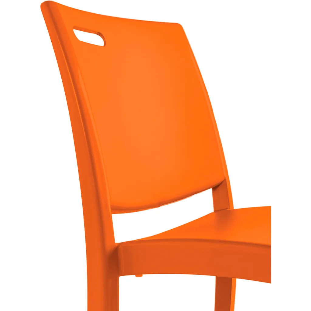 Close-up of orange plastic chair back