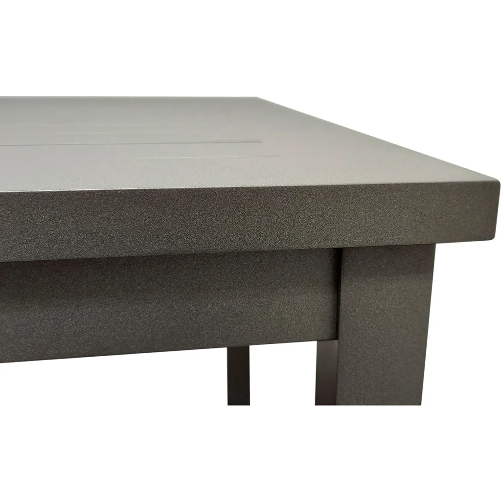 Close-up of gray table corner and edge