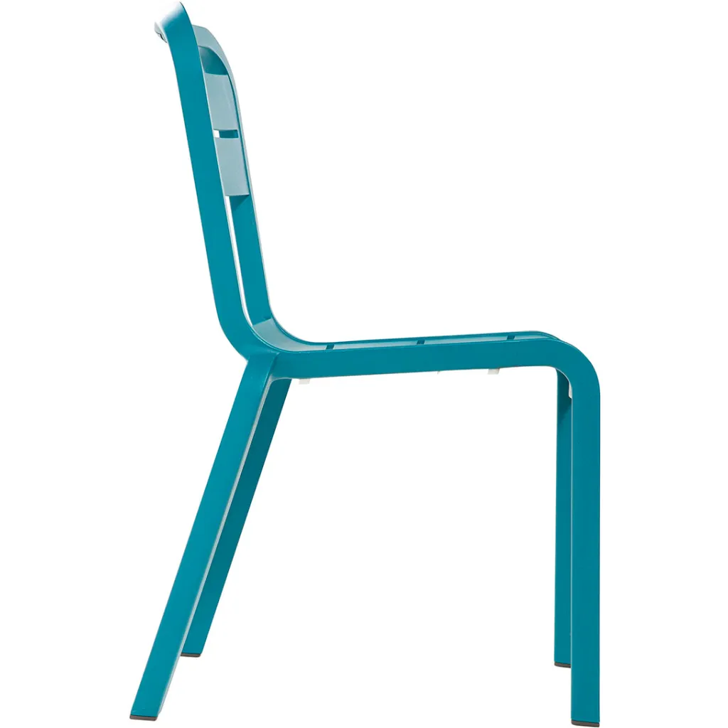 Side view of teal-colored chair
