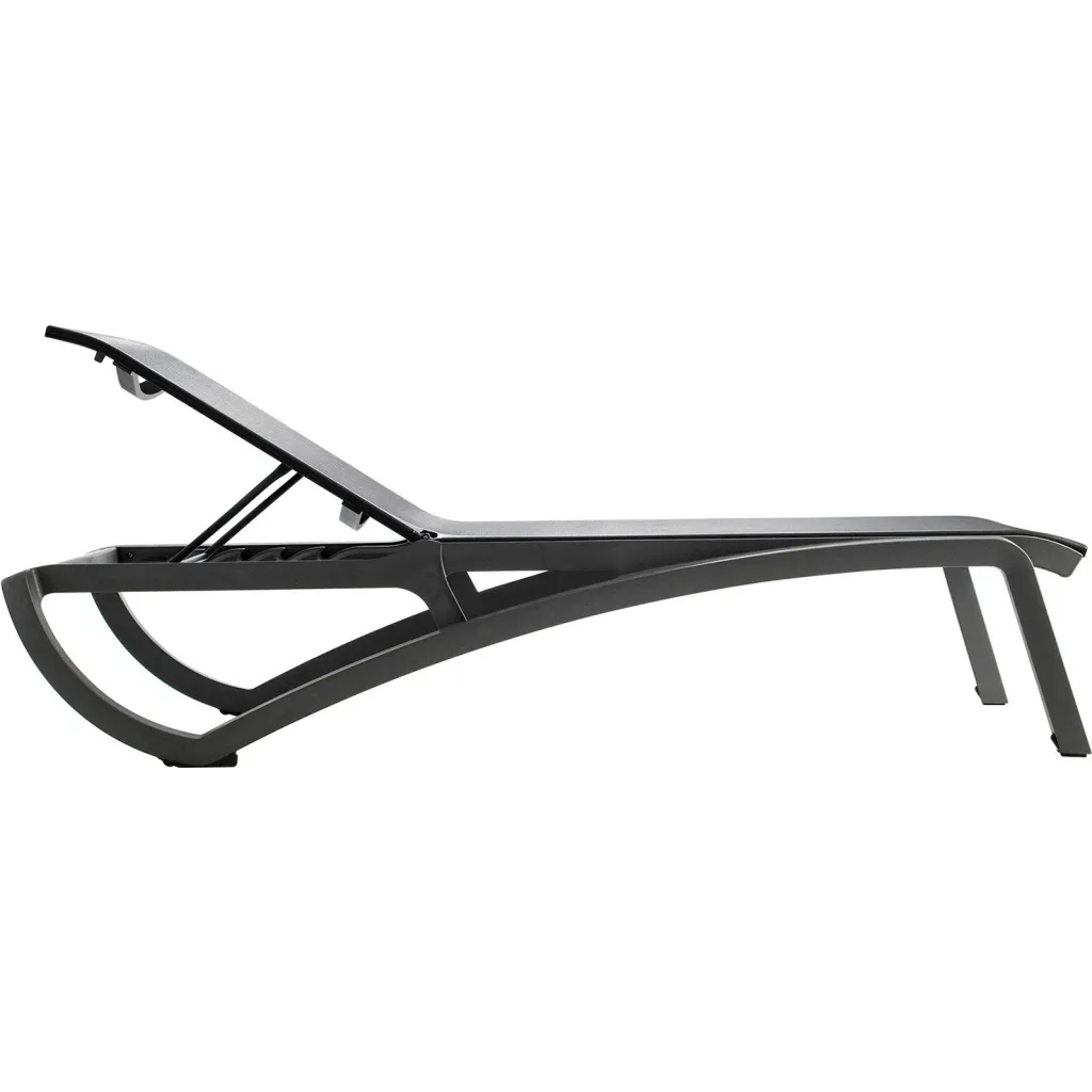 Black frame of outdoor chaise lounge chair