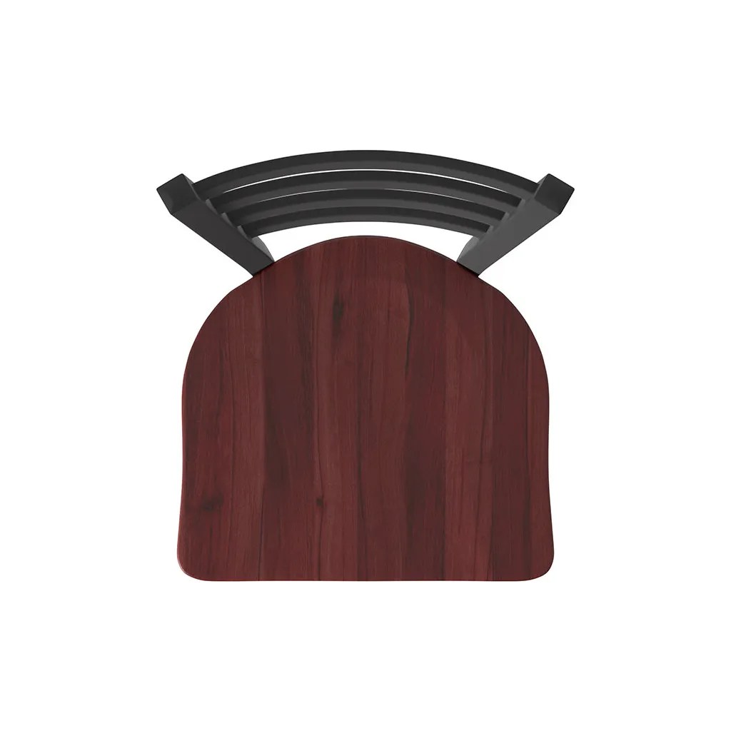 Brown wooden seat of bar stool