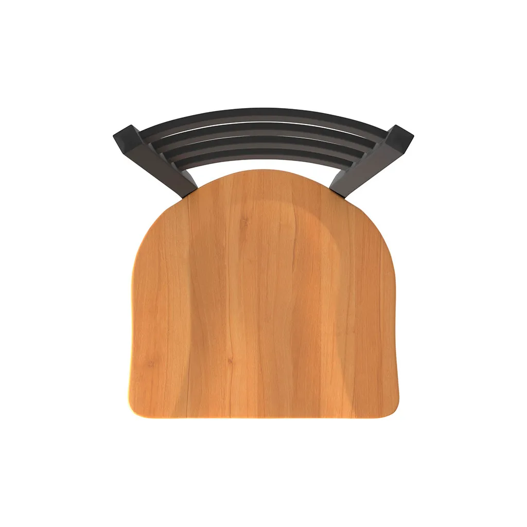 Top of wooden bar stool seat