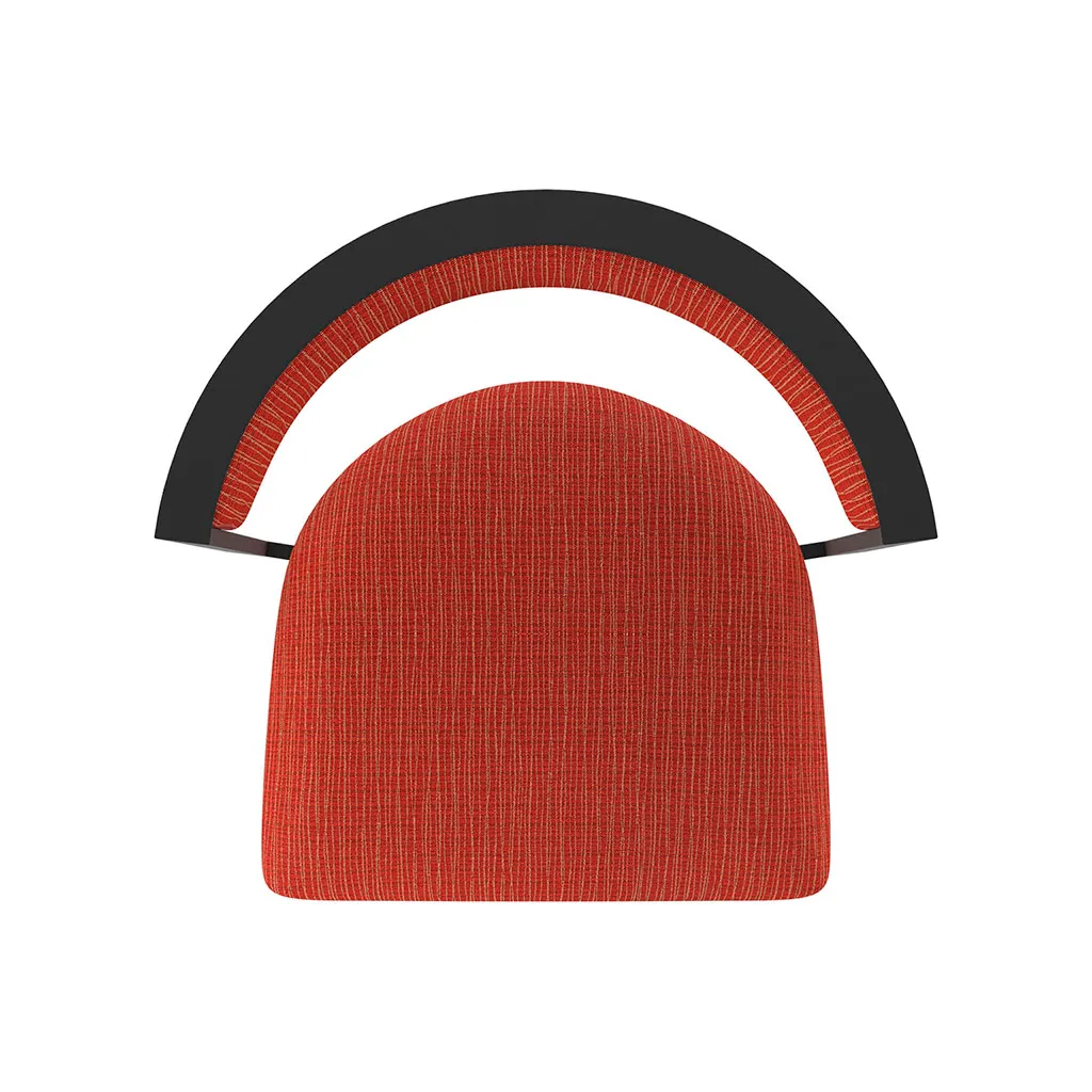 Close-up of red and black bar stool seat