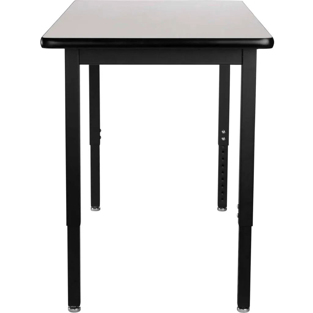 Black table with gray top from front close-up