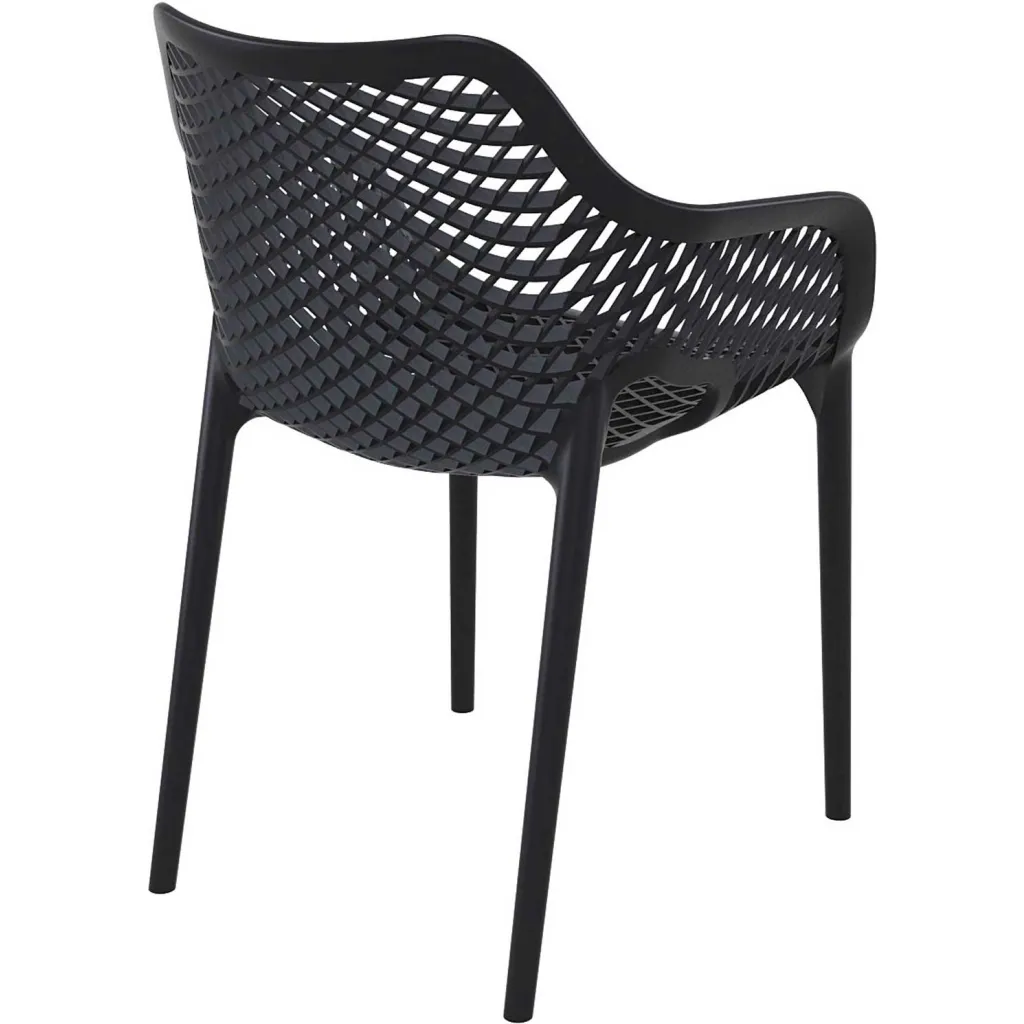 Black plastic chair with woven seat and backrest