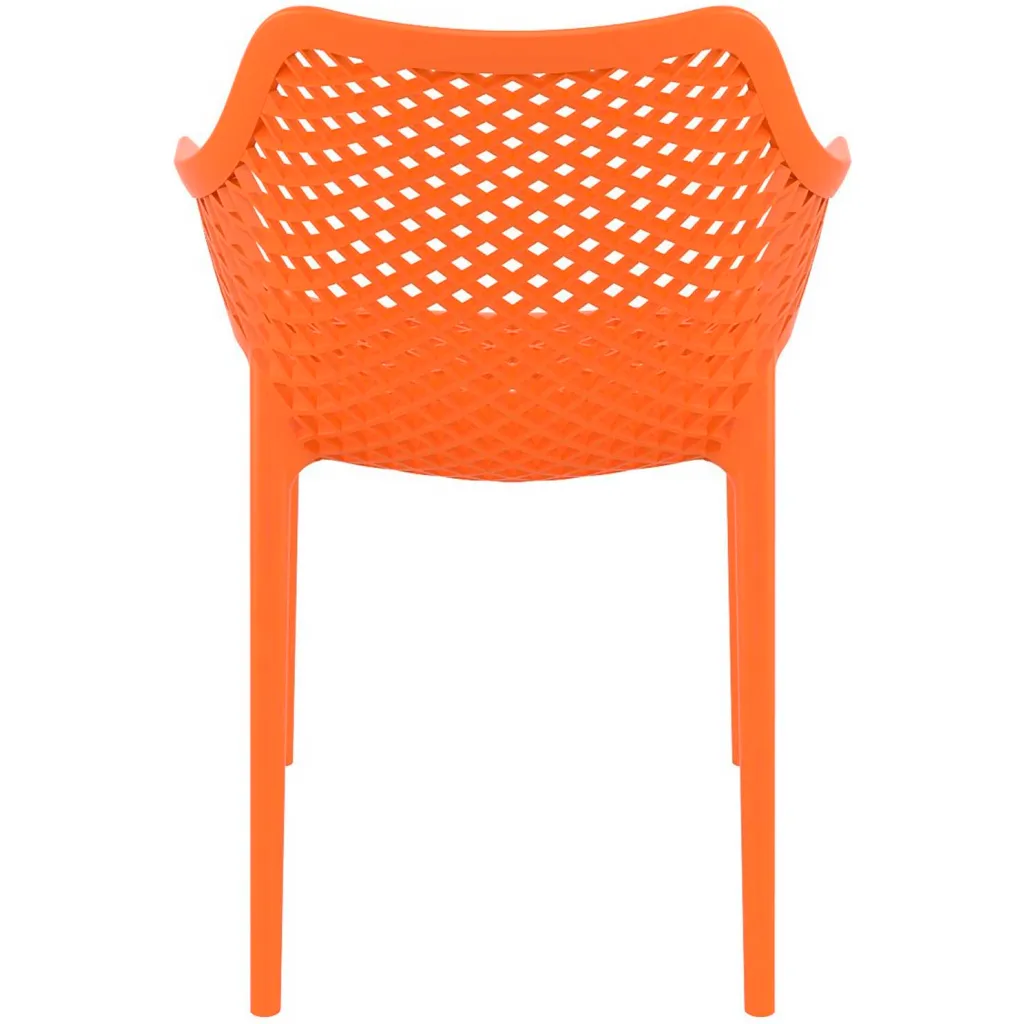 Orange chair with lattice back, rear view