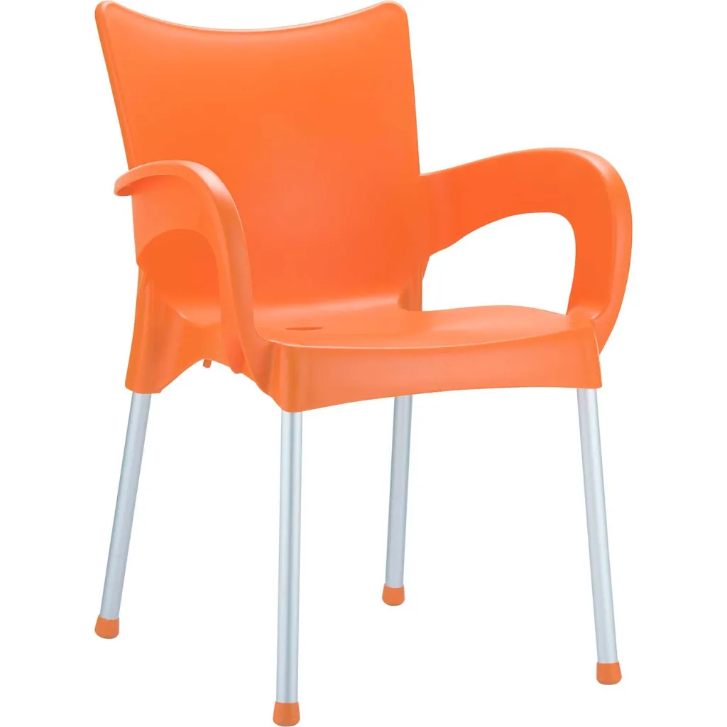 Orange chair with silver legs