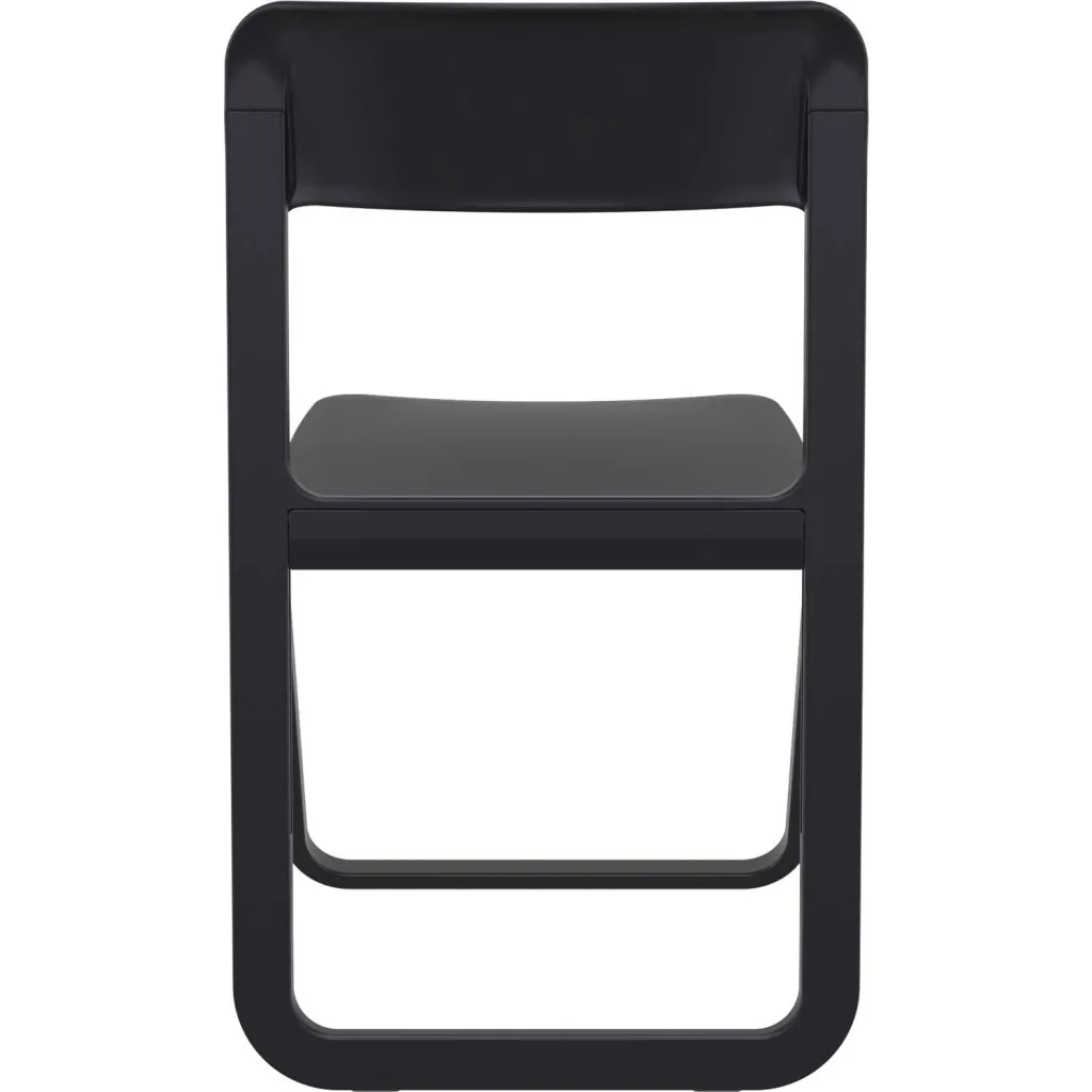 Black folding chair from the back