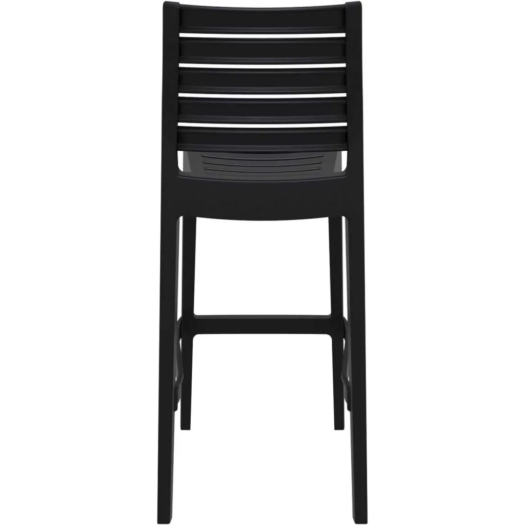 Black bar stool from rear view
