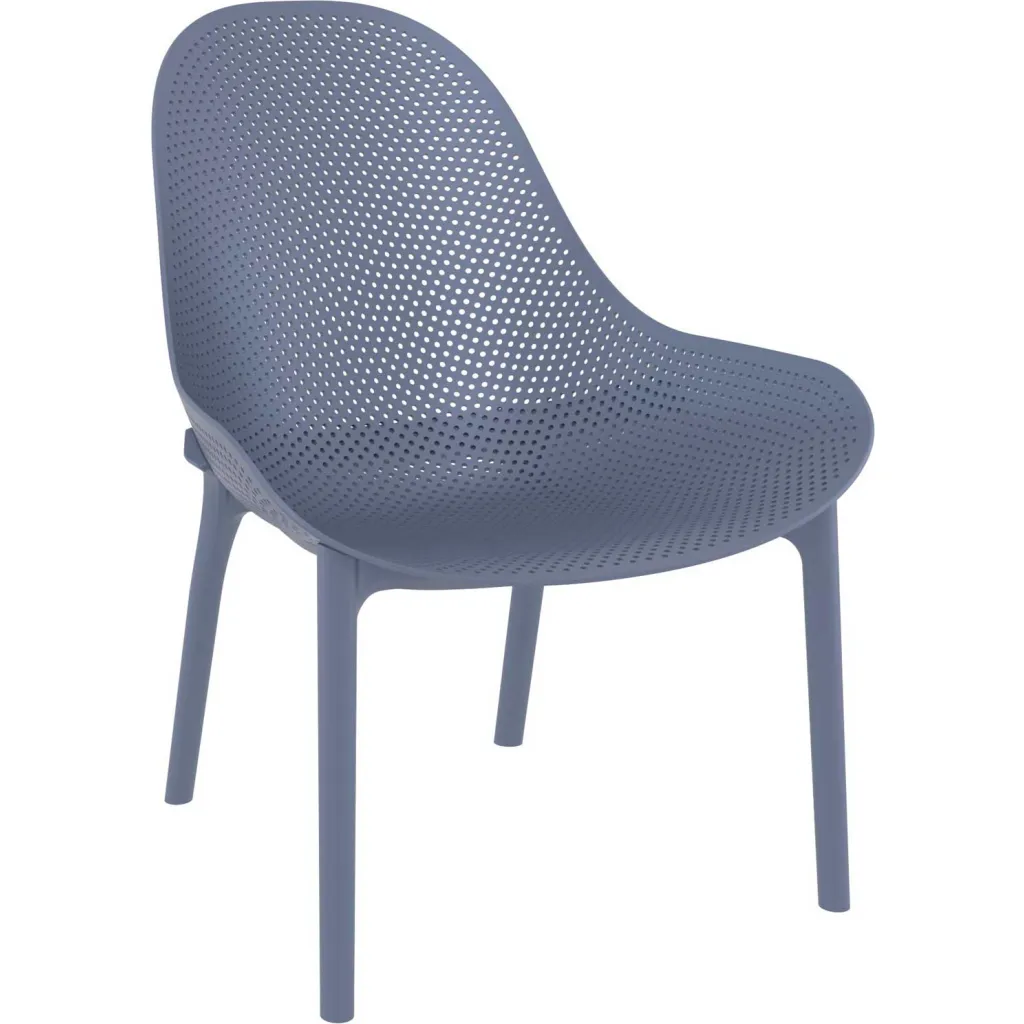 Gray outdoor chair with perforated seat and back