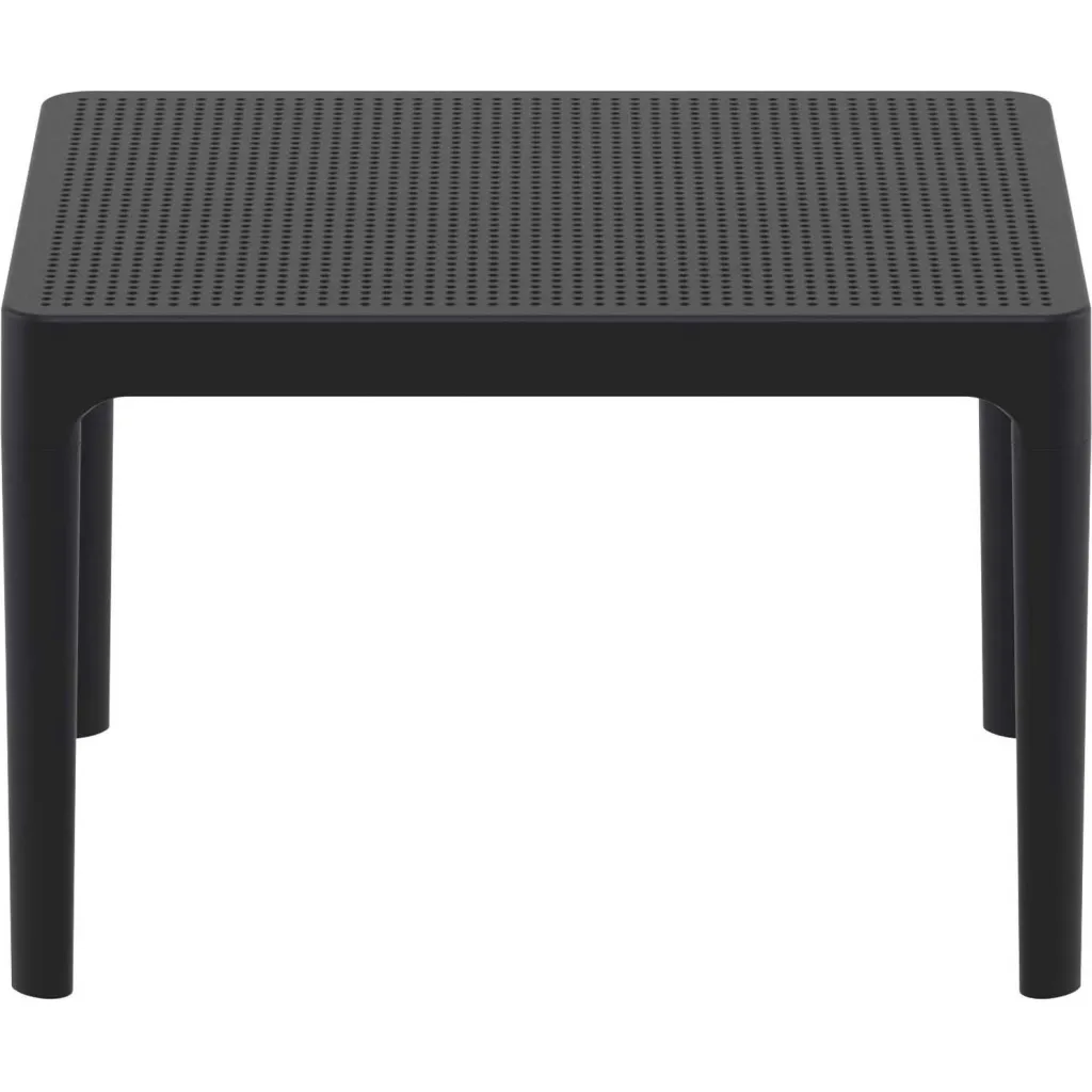 Black plastic table with perforated top