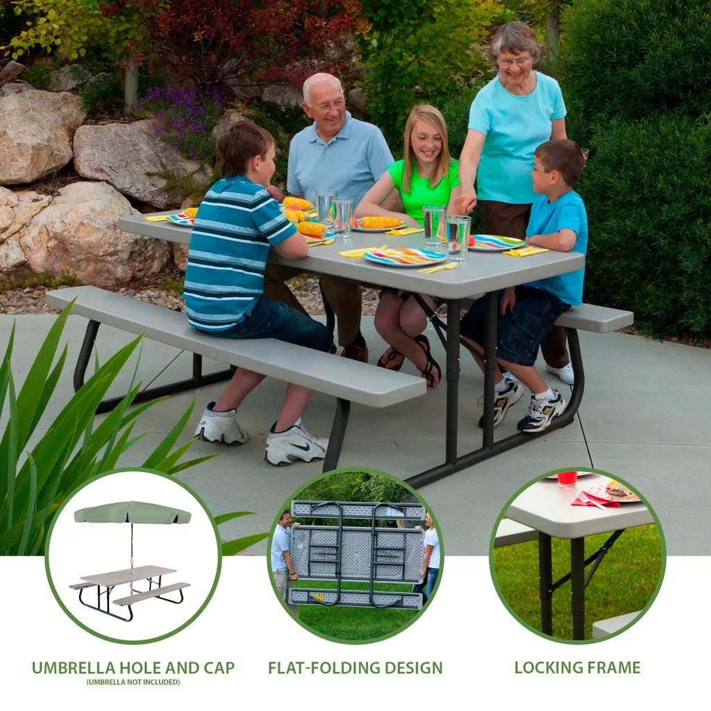 A family gathered around a picnic table