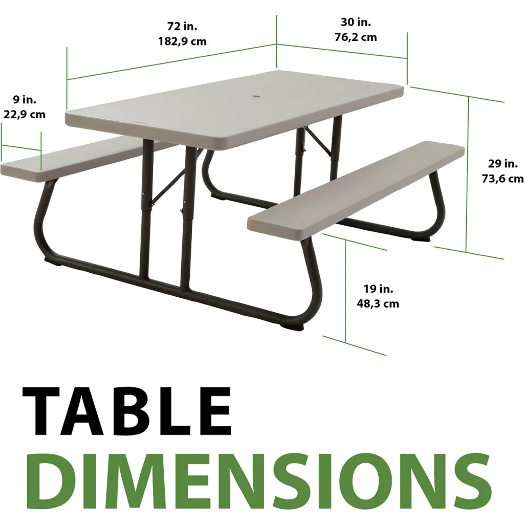 Detailed view of a folded picnic table