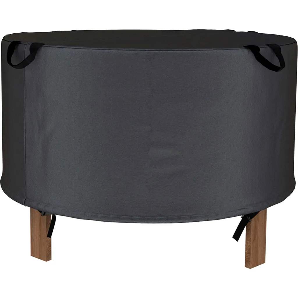Round dining set cover, black, with handles from the back