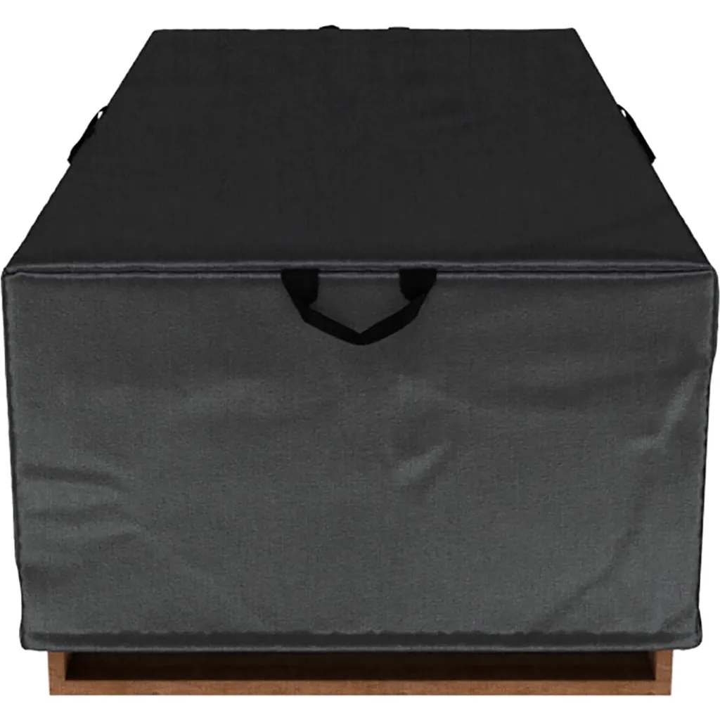 Black rectangular storage ottoman cover with handles from front view