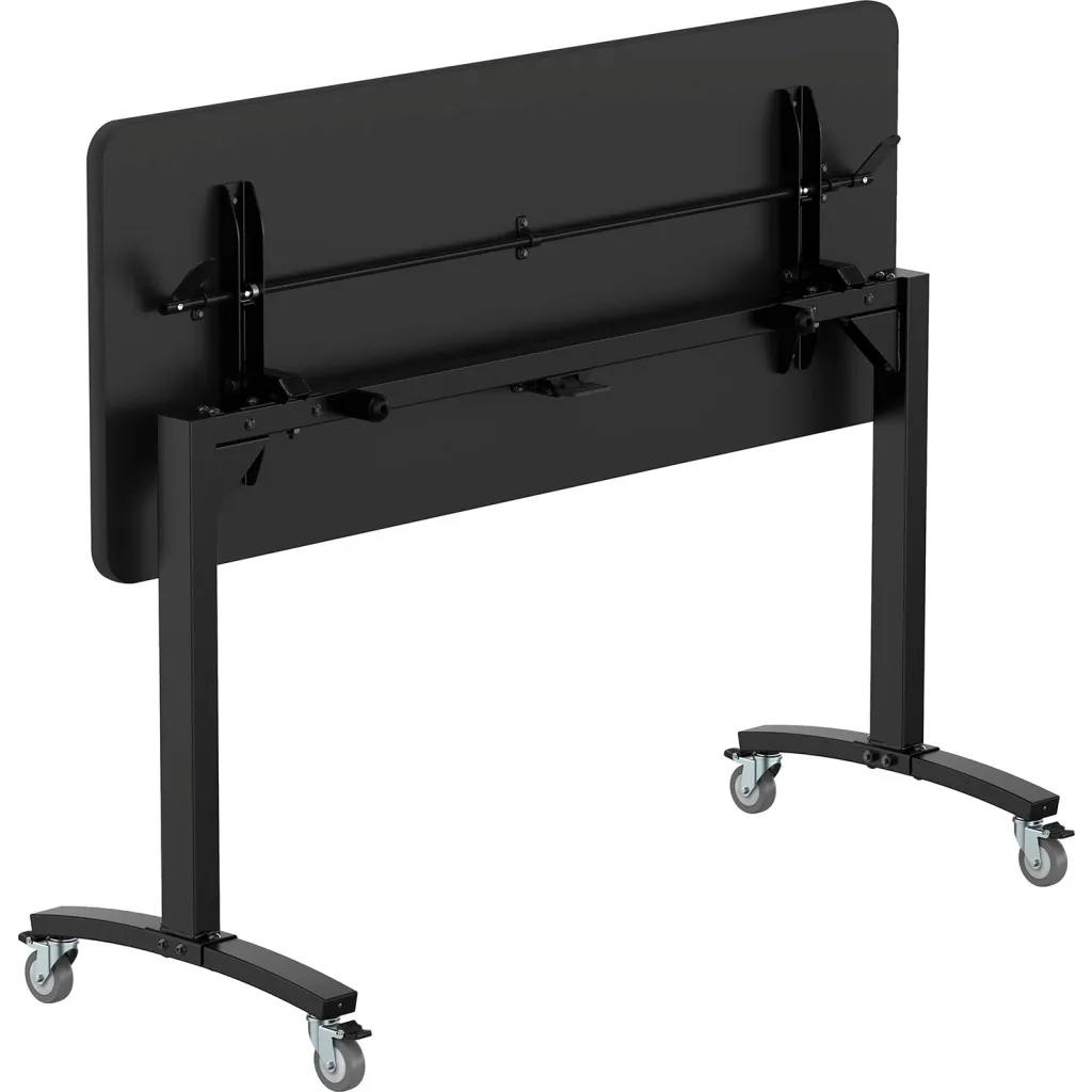 Reverse side of standing desk divider with black frame