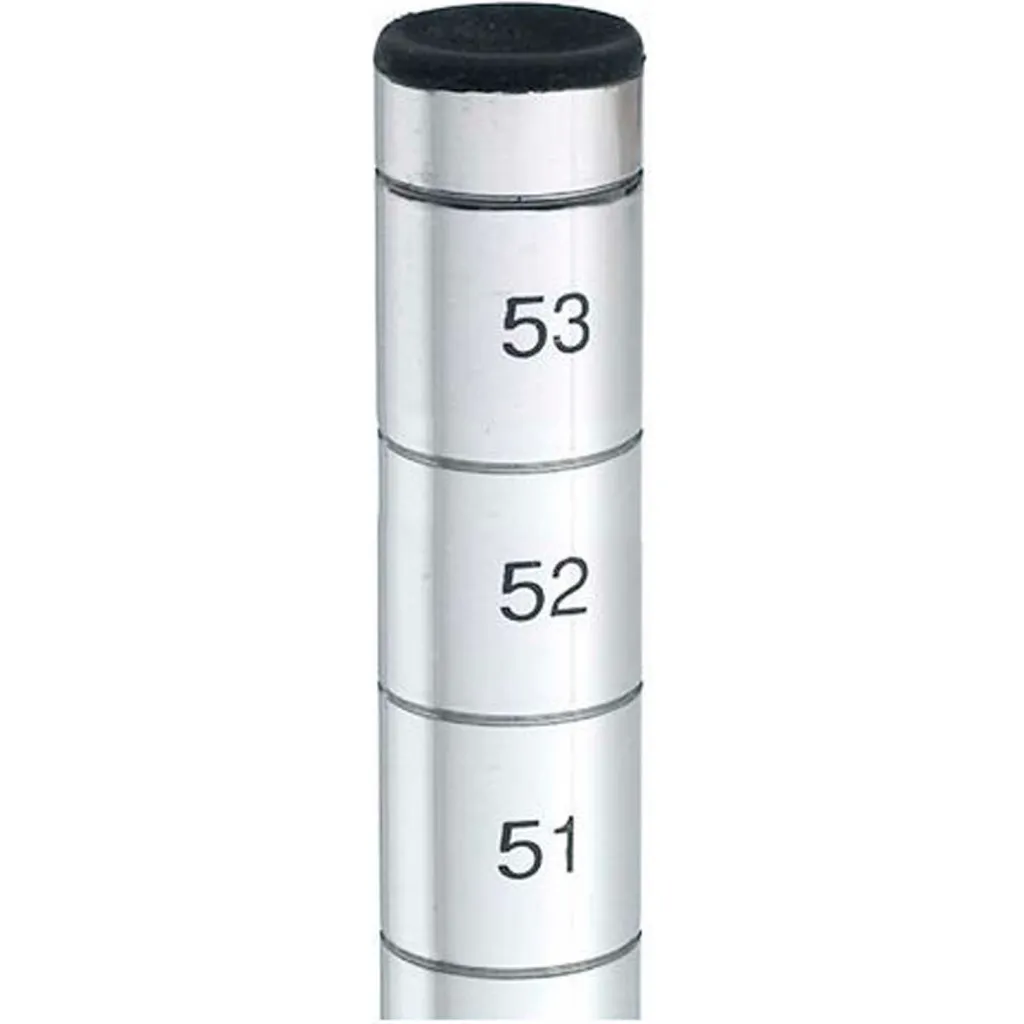 A close-up of a shelving unit's adjustable leg