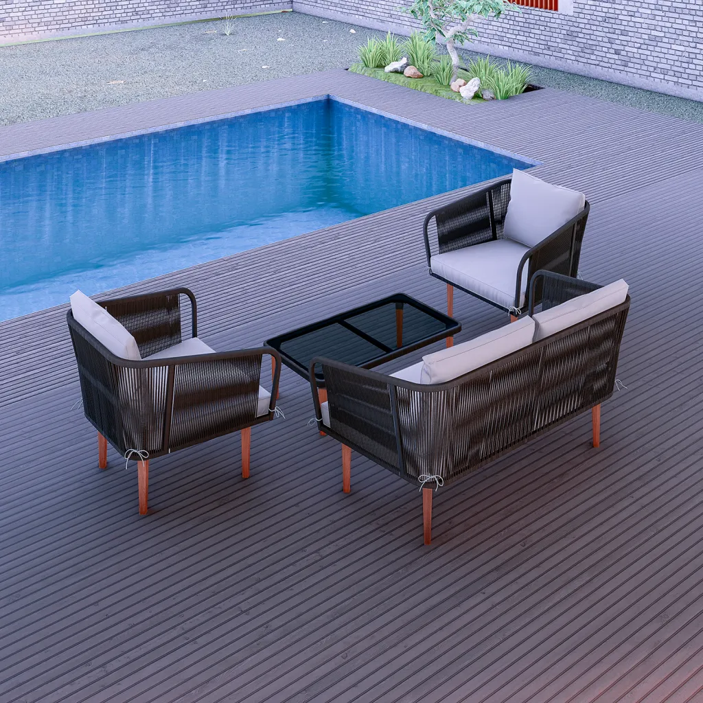 Outdoor furniture set by pool