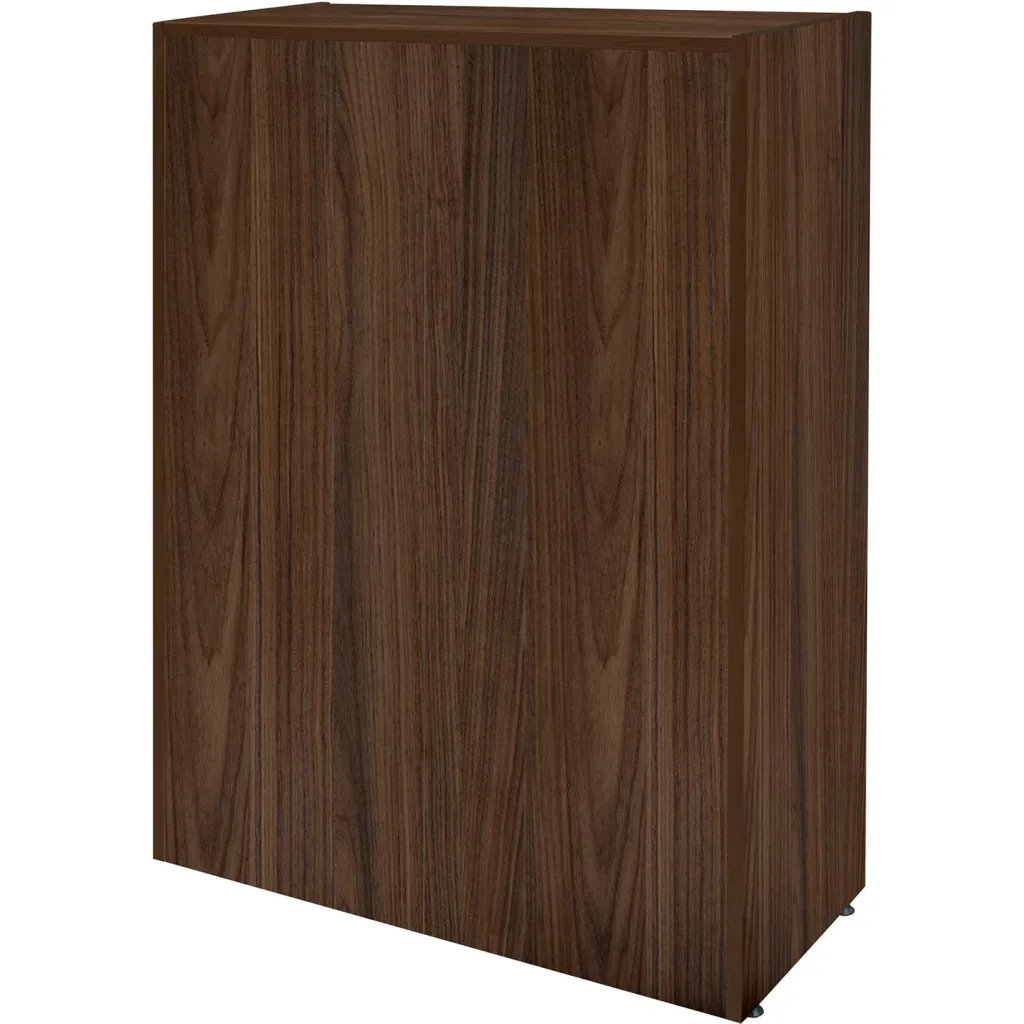 Brown wooden cabinet with closed doors