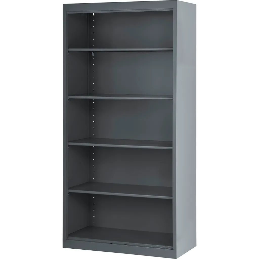 Gray bookshelf with 5 empty shelves