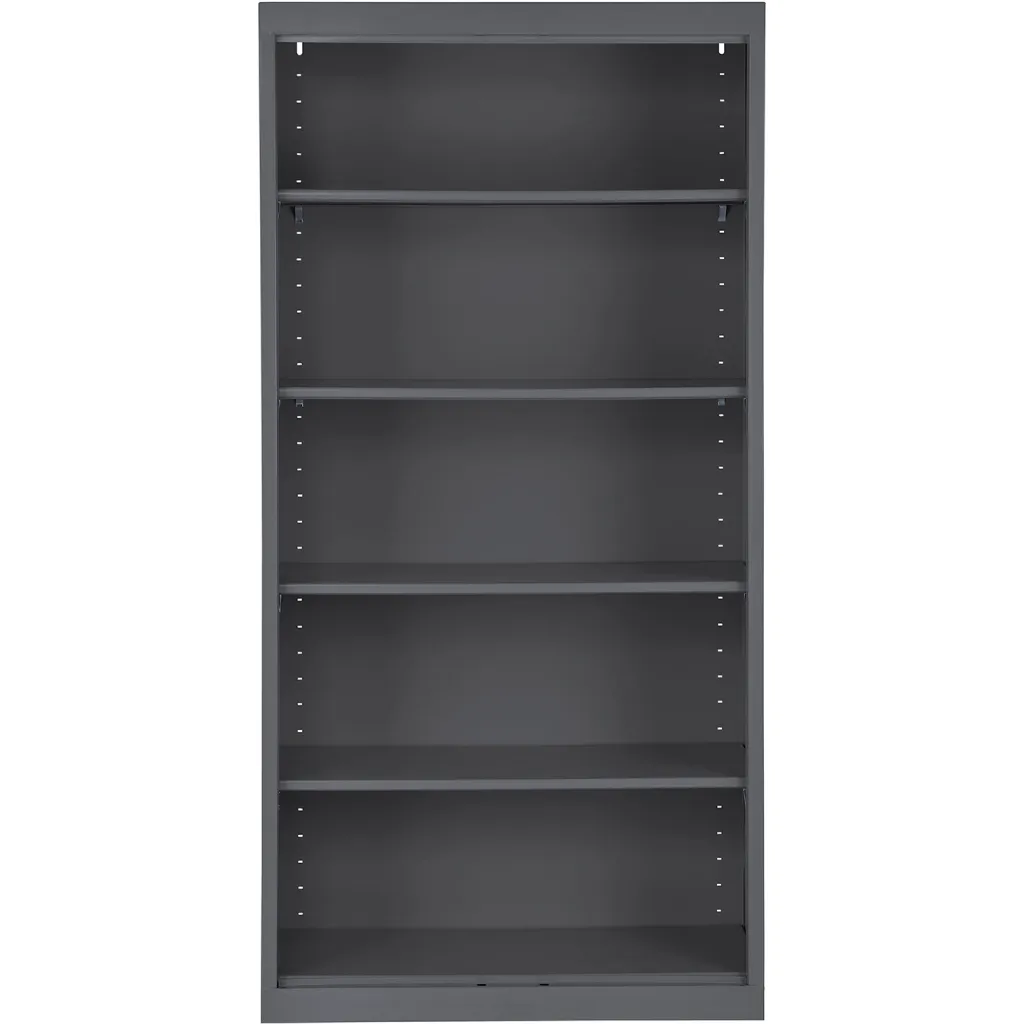 Gray bookshelf with 5 empty shelves