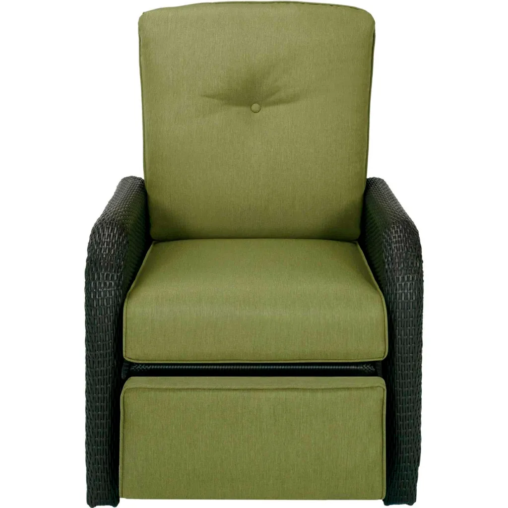 A green and black outdoor chair.