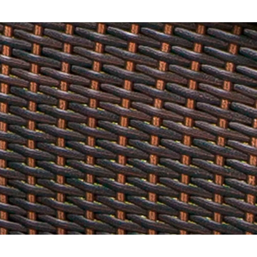 A close-up of the black wicker material of the chair.