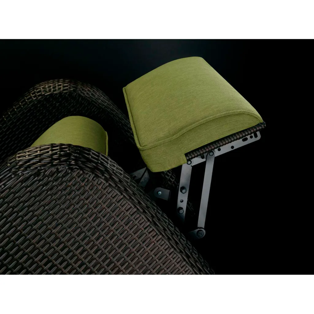 A close-up of the footrest and part of the chair.