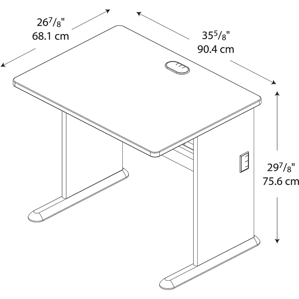 A technical drawing of a desk with dimensions