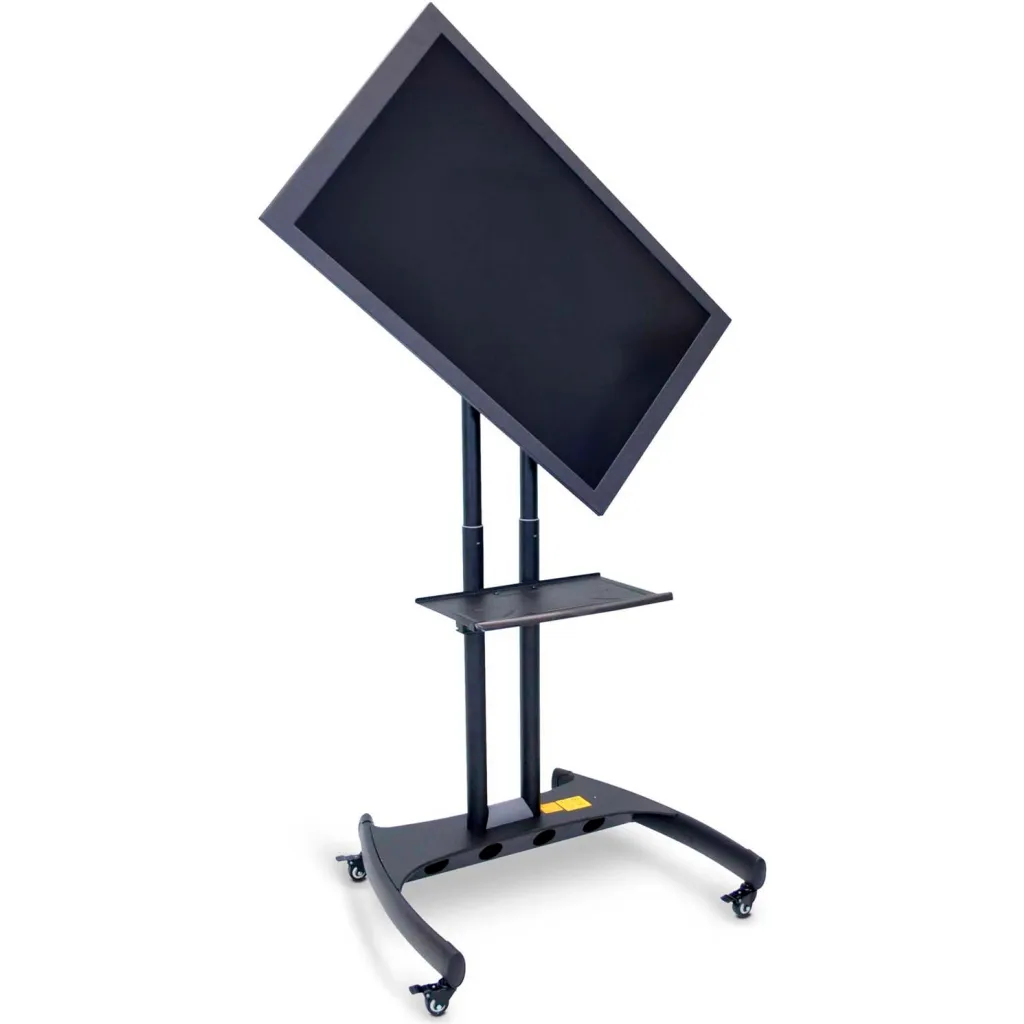 TV stand with a shelf and a screen at an angle
