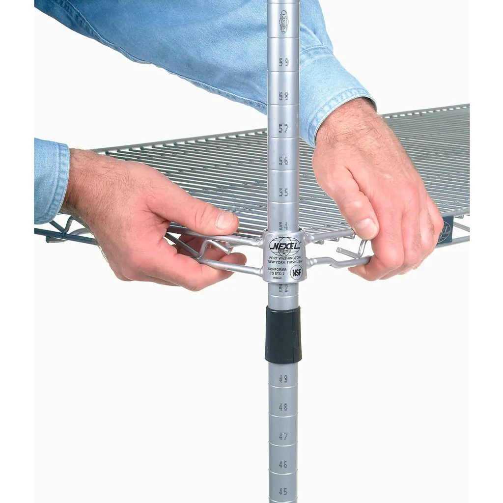 Hands adjusting shelving unit