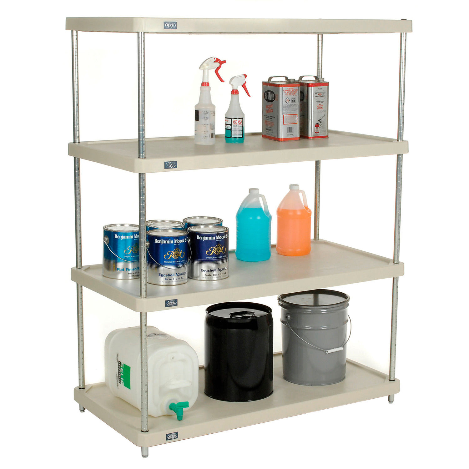 Wire Shelving Plastic Plastic Shelving Unit 48"Wx24"Dx63"H Solid Shelf 188125