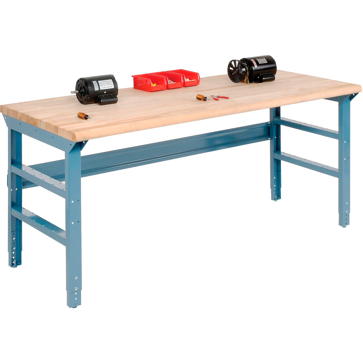 Open Leg Work Bench Adjustable Height 72 X 30 Maple Butcher Block