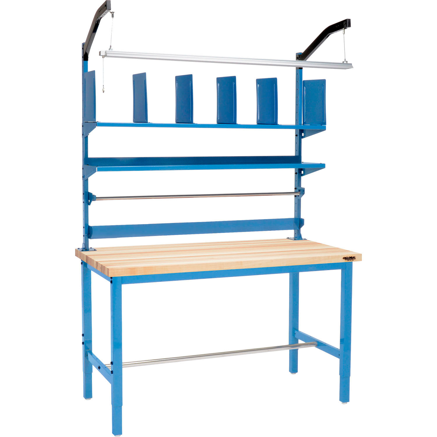Global Industrial Packing Workbench W/Riser Kit Maple Butcher Block ...