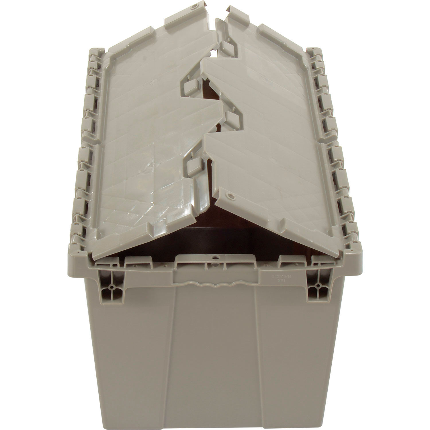 Monoflo Global Industrial Plastic Attached Lid Shipping & Storage Container, 25 1/4x16 1/4x13 3/4, Gray