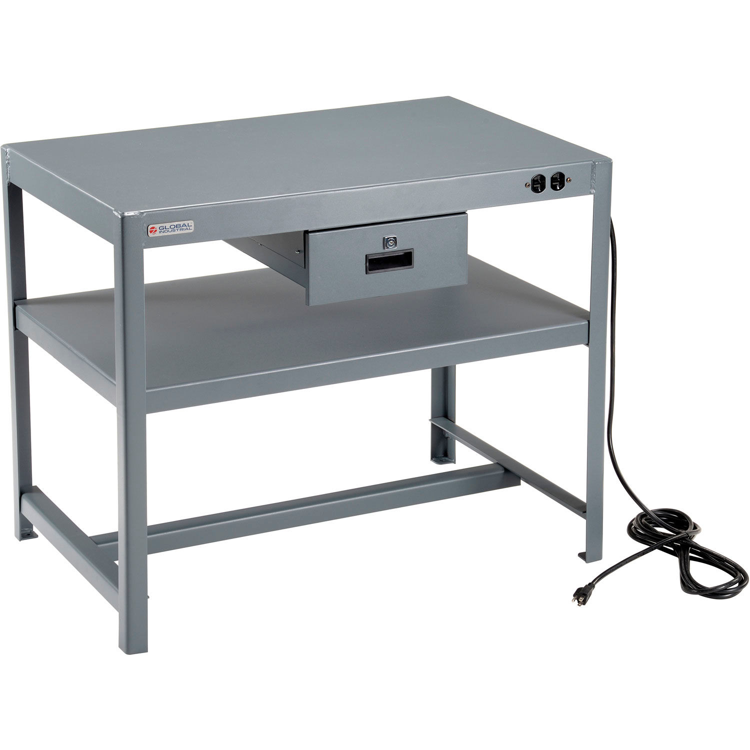 Global Industrial Deluxe Machine Table 12 Gauge Welded Top 36"W x 24"D ...