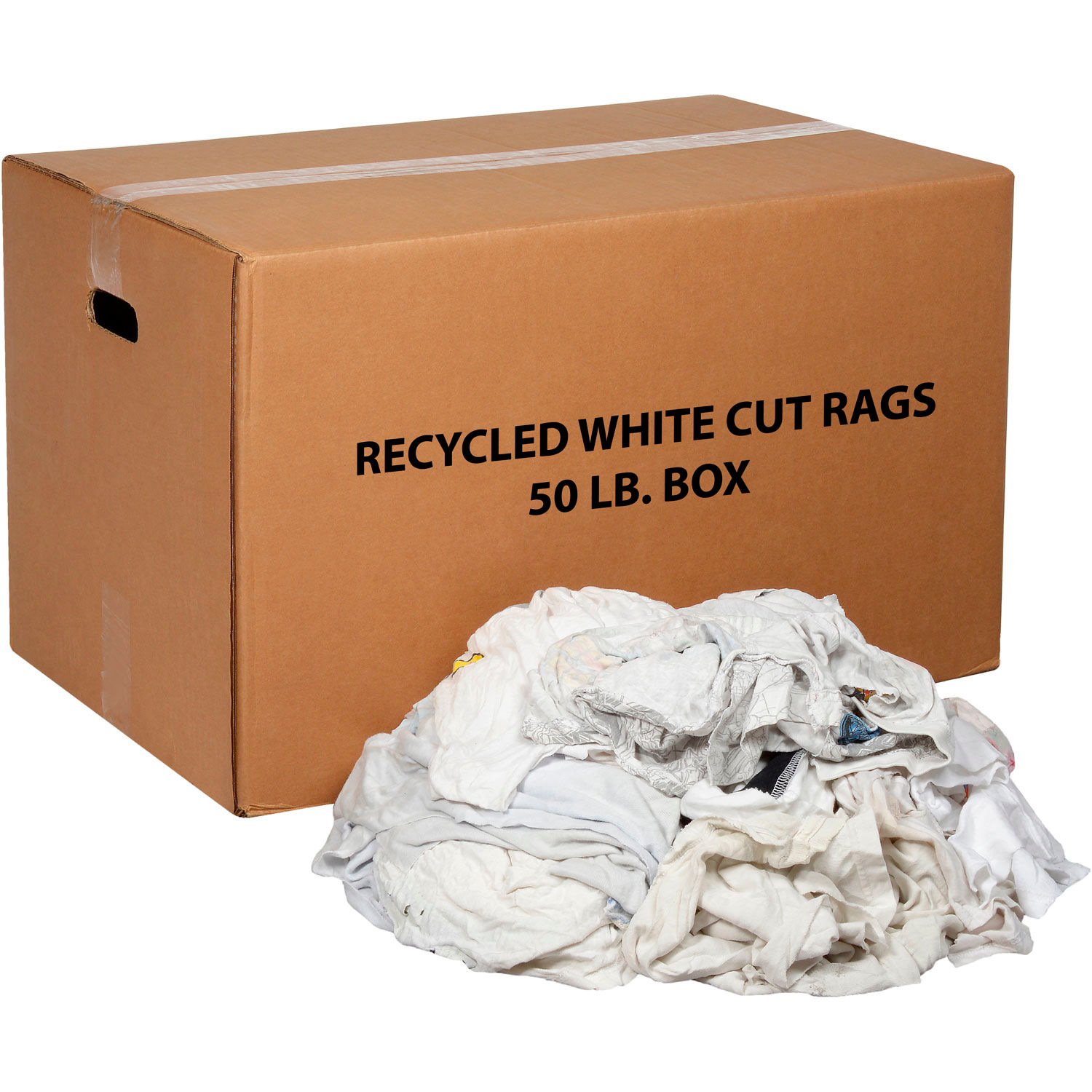 Global Industrial Recycled White Cut Rags 50 Lb. Box | JD Office Products