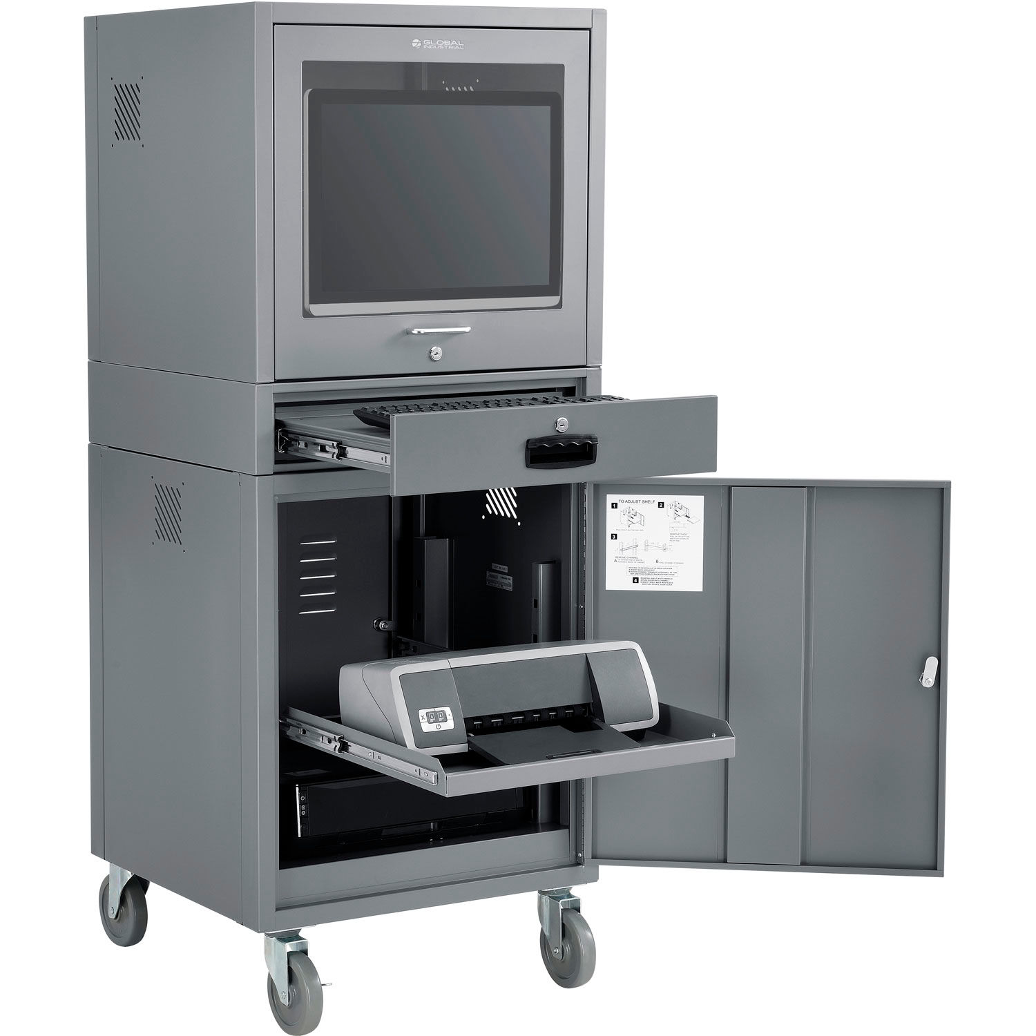 Global Industrial Mobile Computer Cabinet Dark Gray Unassembled | ONE ...
