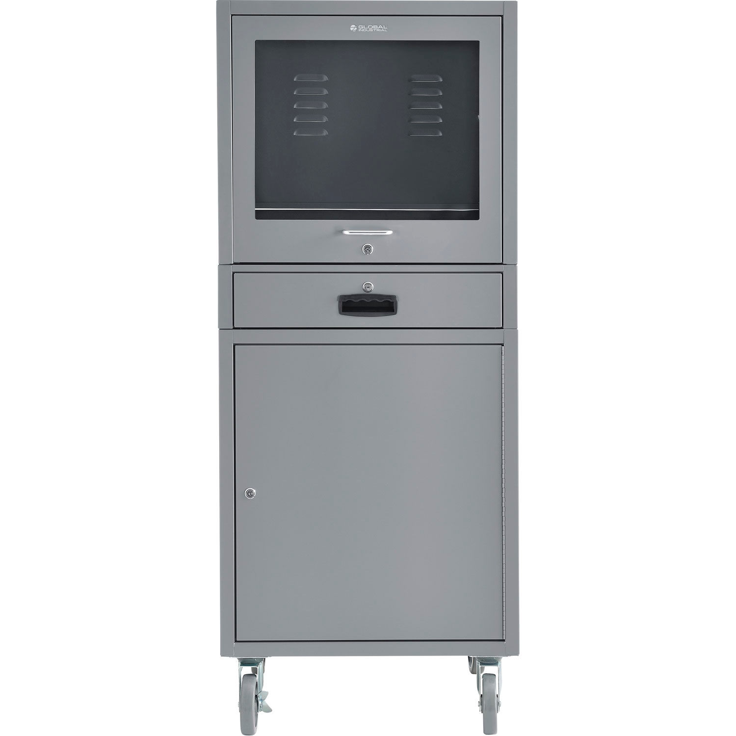 Global Industrial Mobile Computer Cabinet Dark Gray Unassembled | ONE ...