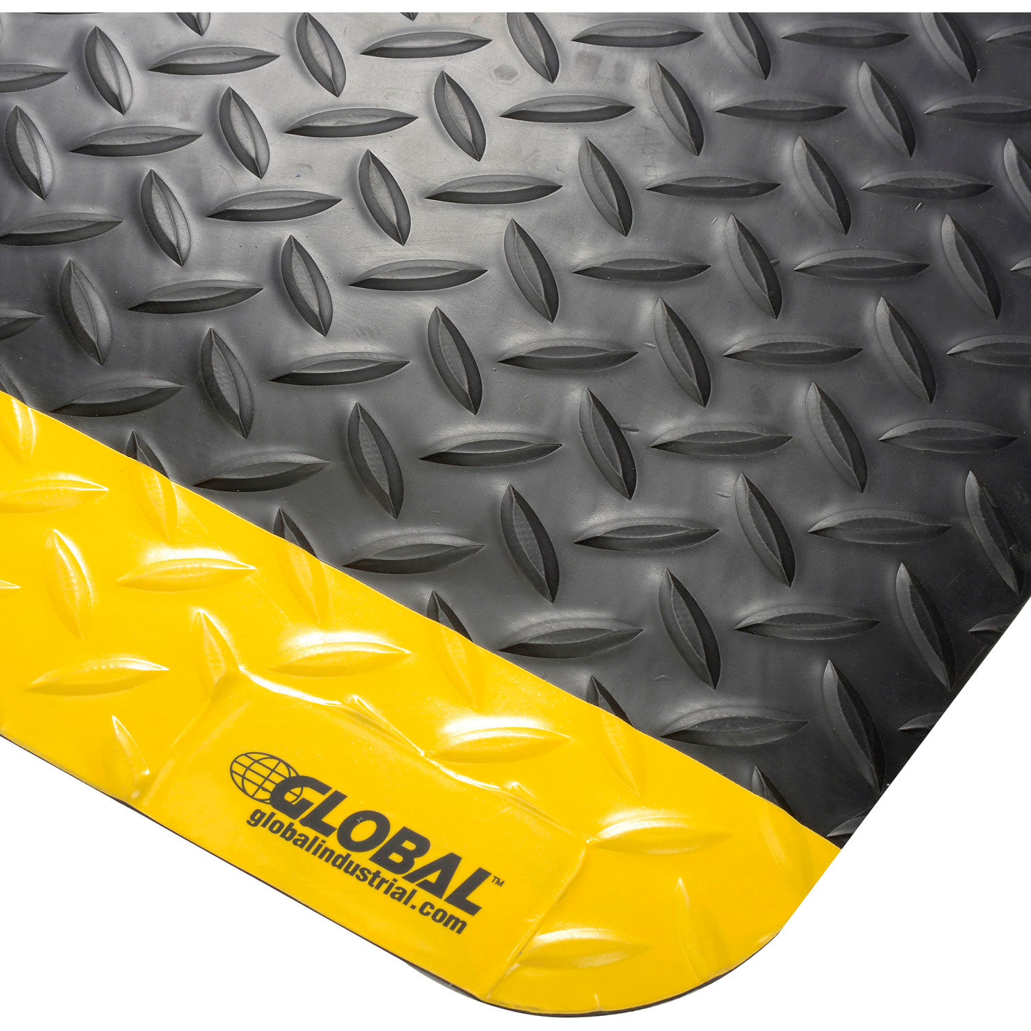 Mats & Runners Anti Fatigue Diamond Plate Ergonomic Mat 15/16" Thick 36"x60" Black/Yellow